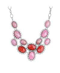 Oval Pink Acrylic Stone Bib Necklace