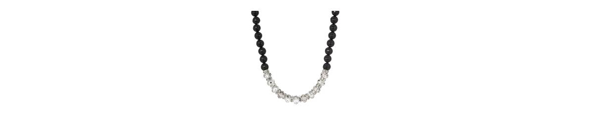 2028 BLACK ACRYLIC BEAD CRYSTAL GLASS NECKLACE 