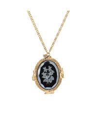 Etched Glass Oval Pendant Necklace