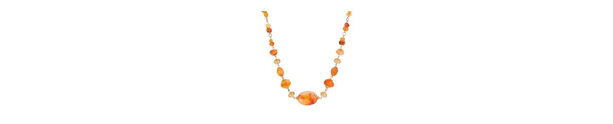 2028 Faux Amber Bead Necklace In Brown