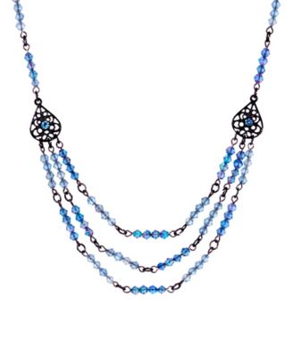 Lantern Bead Triple Drop Necklace