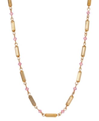 14K Gold Dipped Gold Tube Bead Crystal Necklace