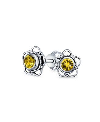 Tiny Open Flower Stud Earrings in Oxidized Sterling
