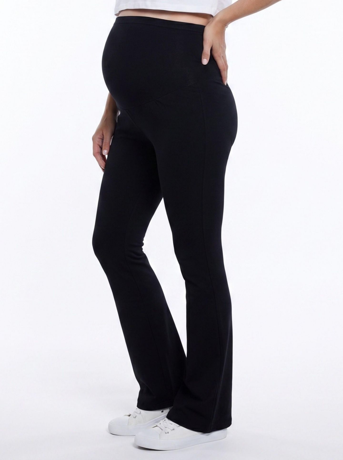 Женские леггинсы Motherhood Maternity Secret Fit Over the Belly Full Length Flare Leggings - Motherhood, цвет: Чёрный — фото 3