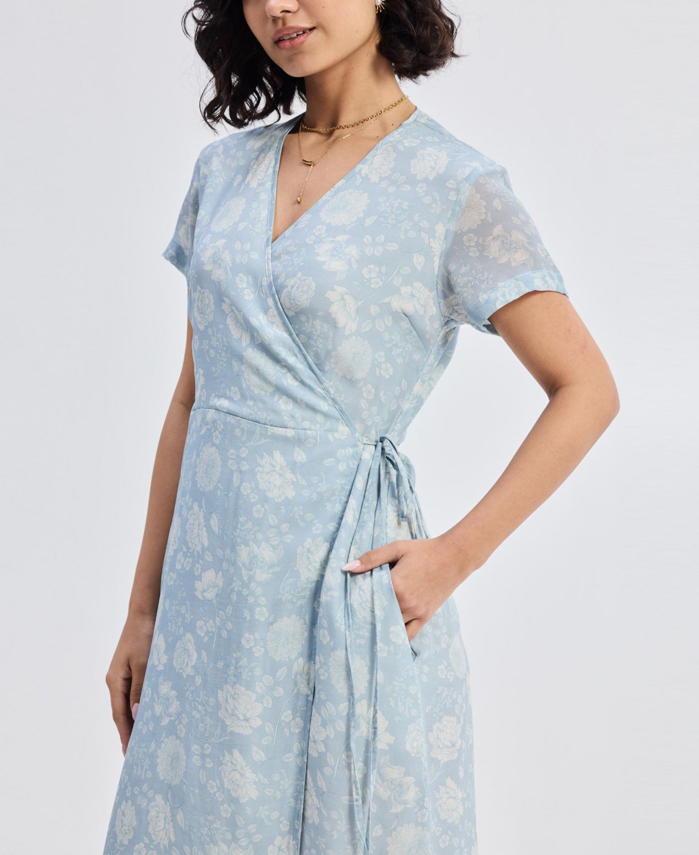 Женское платье Reistor Maxi Wrap in Florals, цвет: Синий — фото 4