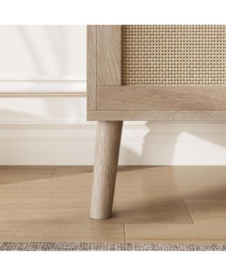 8 Drawer Rattan Dresser, 47.2" x 15.7" x 37" Rattan Chest of Dressers, Mid Century Modern Dresser for Closet with Handles, Large Table Top, Dresser Bedroom, Living Room, Hallway, Entryway