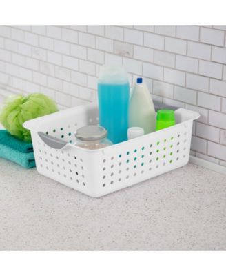 Medium Ultra Plastic Storage Organizer Basket with Handles, (24 Pack)