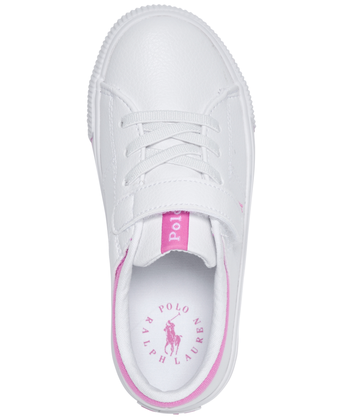Polo Ralph Lauren Toddler Girls Elmwood Fastening Strap Casual Sneakers From Finish Line In White,pink