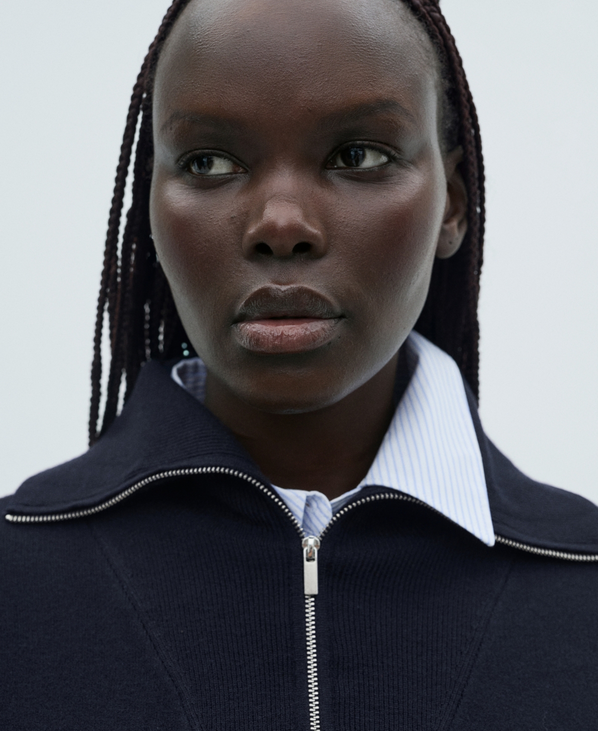Mango Oversize Quarter Zip Jersey Sweater In Dark Navy