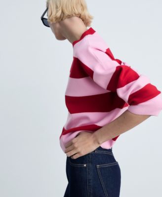 Women's Round-Neck Striped Sweater