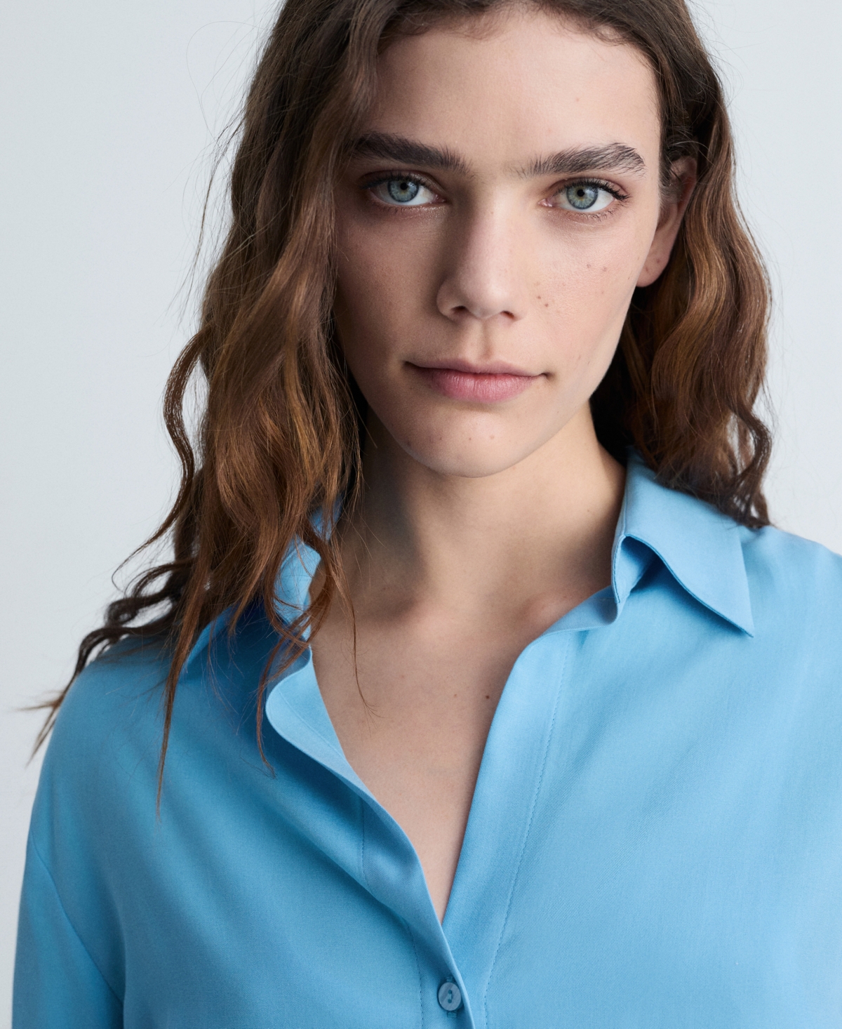 Mango Long Sleeve Button-up Shirt In Blue