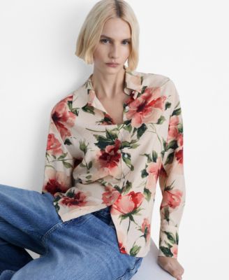 MANGO - Women's Flowy Floral Print Shirt