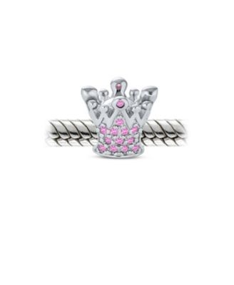 Princess Queen Crown Pink Fuchsia Crystal Bead Charm European Bracelet