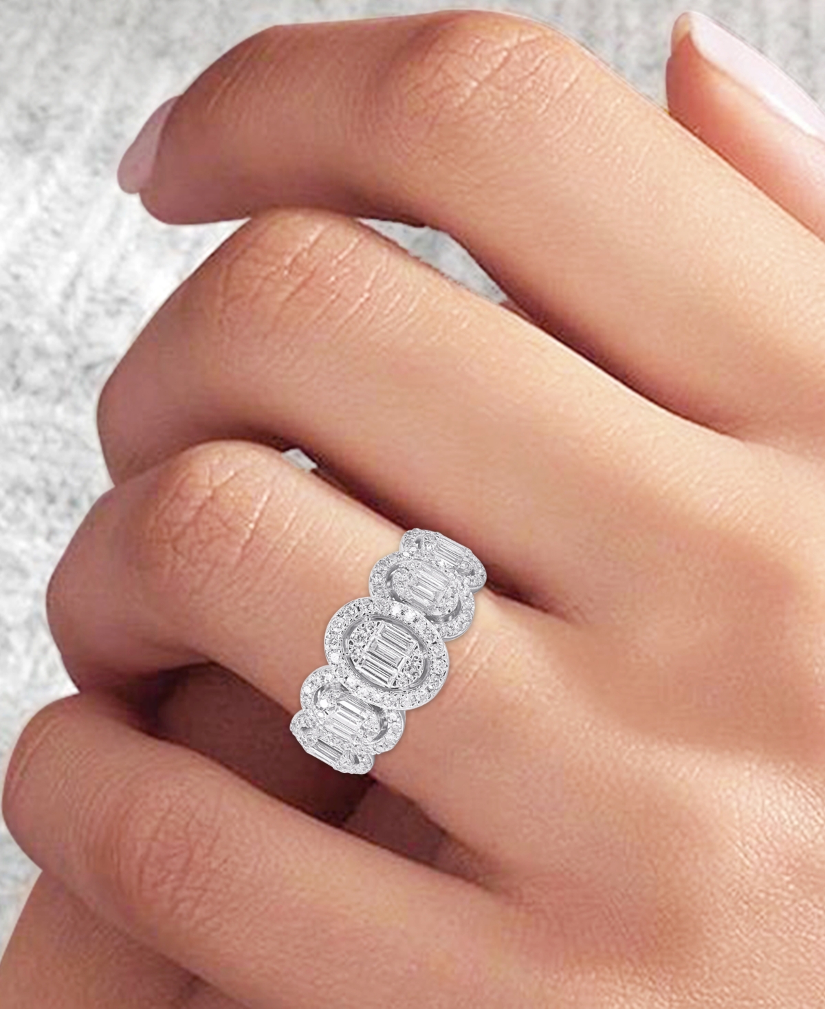 MACY'S DIAMOND CLUSTER STATEMENT RING (3/4 CT. T.W.) IN 14K WHITE GOLD 