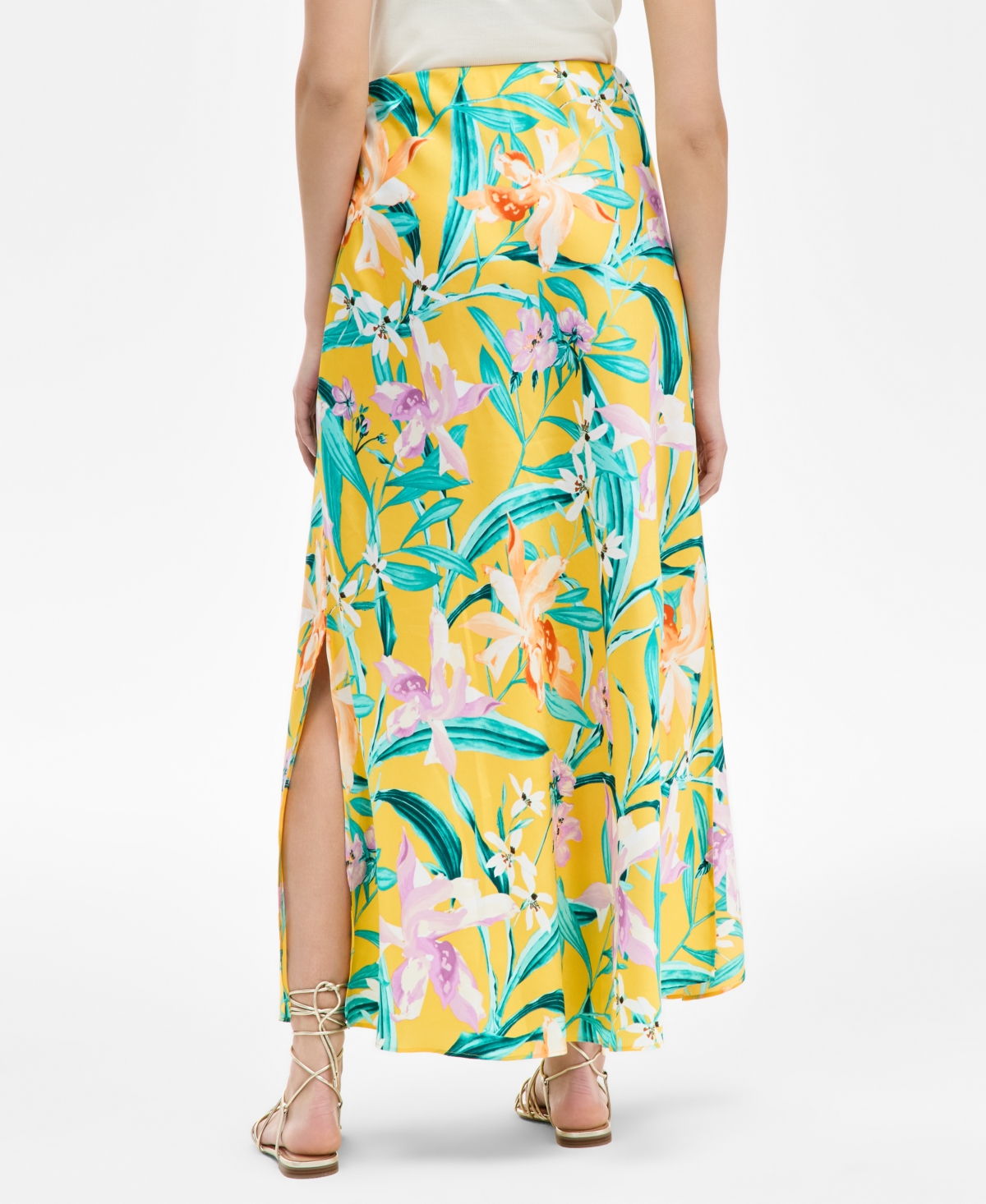 Inc International Concepts Women's Printed Midi Skirt, Exclusively At Macy's In Plia Garden Yel