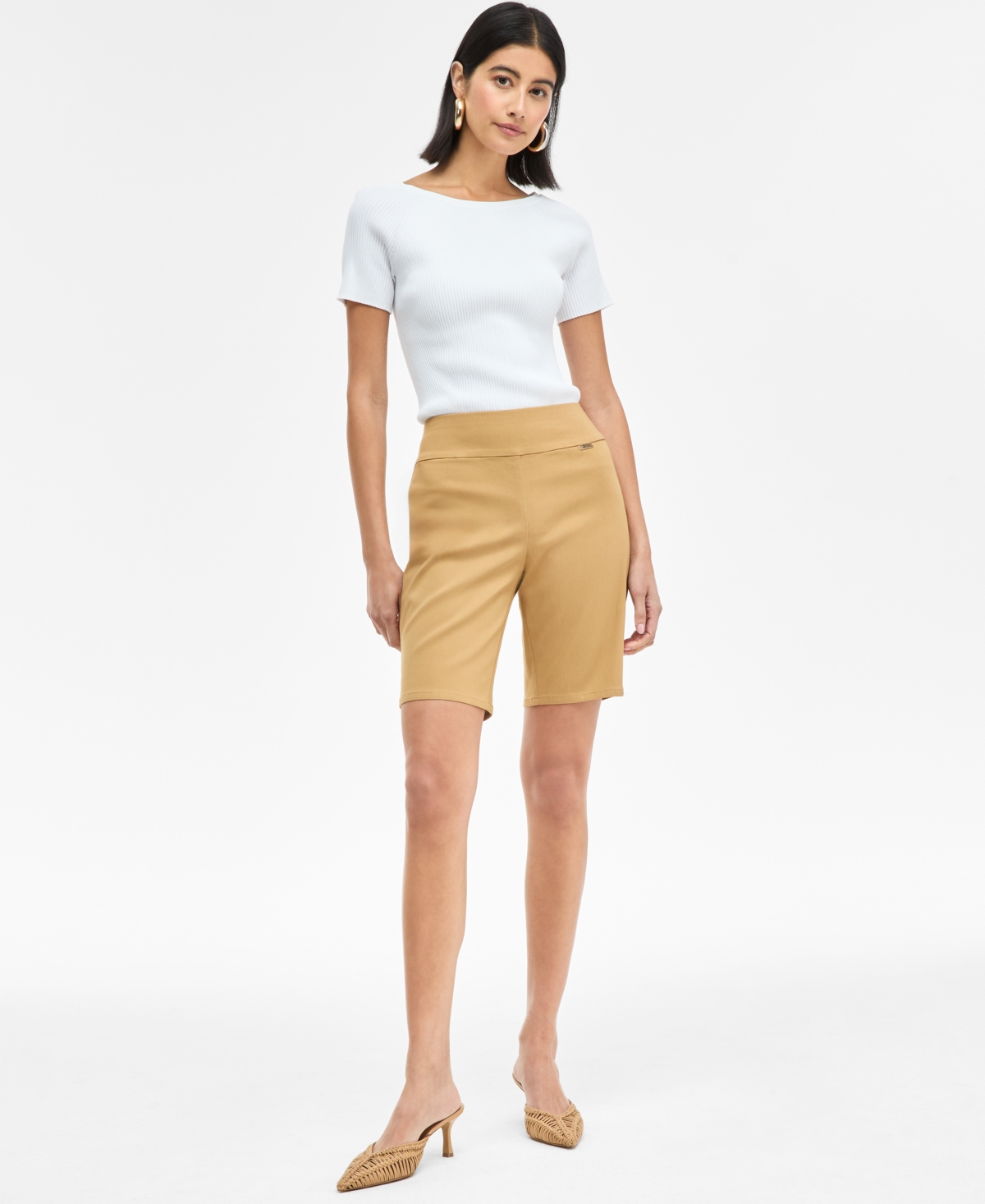 Inc International Concepts Women's Mid Rise Pull-on Shorts, Exclusively At Macy's In Warm Toffee