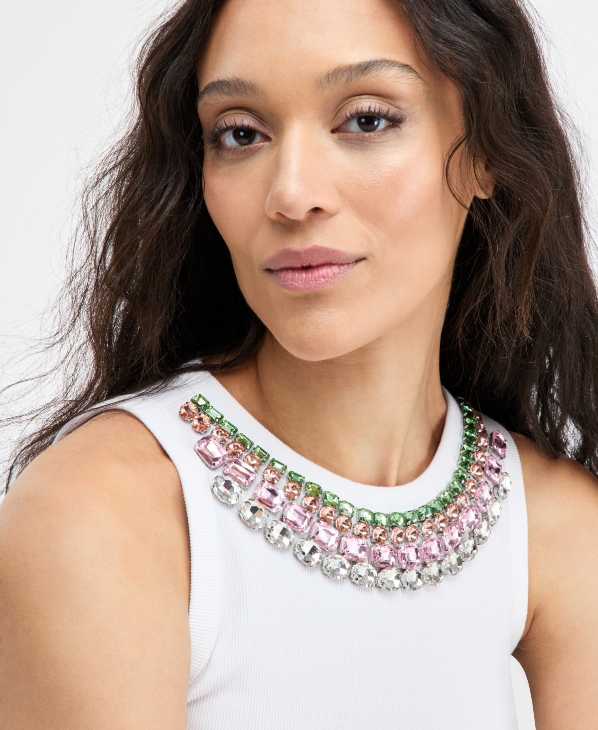 Inc International Concepts Women's Embellished Necklace Tank Top, Exclusively At Macy's