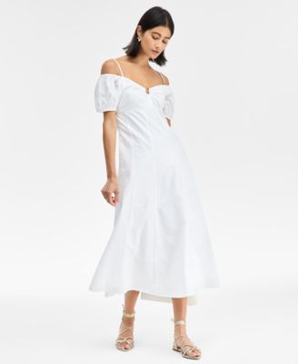 I.N.C. International Concepts - Women's Cotton Cold-Shoulder Midi Dress, Exclusively at Macy's