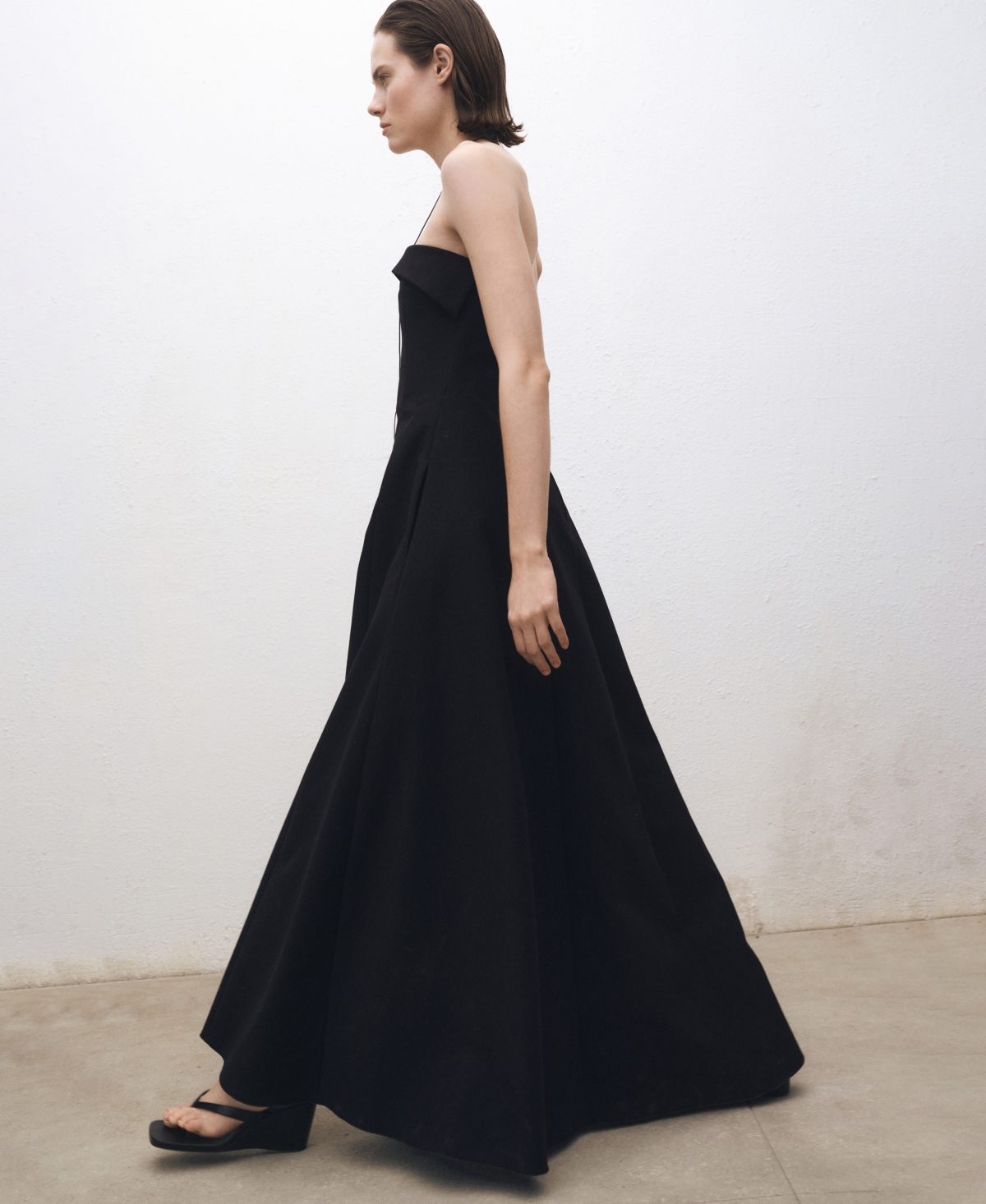Shop Mango Women's Strapless Flared Dress In Black
