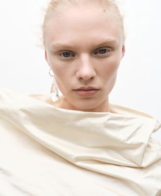 Women's Draped Collar Cotton Dress