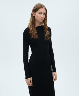 MANGO - Women's Contrast Ribbed Knit Dress