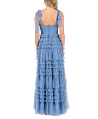 Juniors' Corset Ruffled Gown 