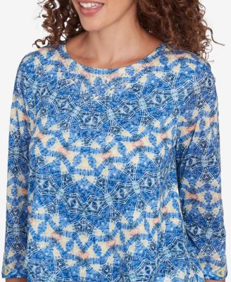 Вязаный топ с круглым вырезом и выгоранием в виде миниатюрного шеврона Ruby Rd.