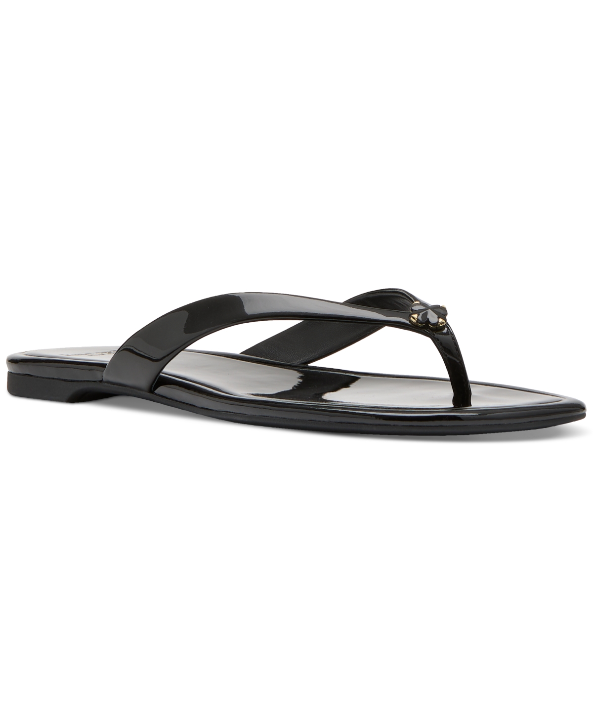 Kate Spade New York Spade Flower Patent Leather Flip Flop In Black