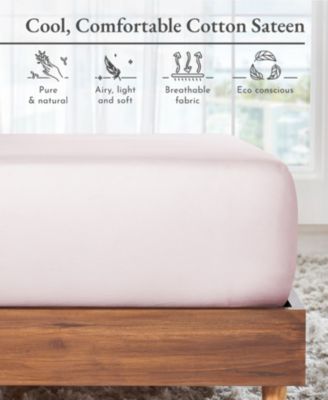 Deep Pocket Cotton Sateen Fitted Sheet Only, Twin