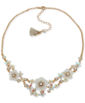 lonna - lilly Gold-Tone Mixed Stone Flower Statement Necklace, 16