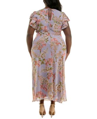 Макси-платье Taylor Plus Size с V-образным вырезом и развевающимися рукавами