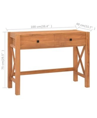 Desk with 2 Drawers 39.4"x15.7"x29.5" Teak Wood