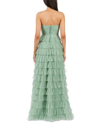 Juniors' Strapless Ruffle-Skirt Gown