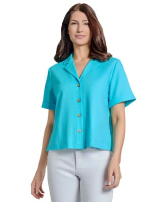 Jones New York - Women's Notch-Collar Short-Sleeve Shirt