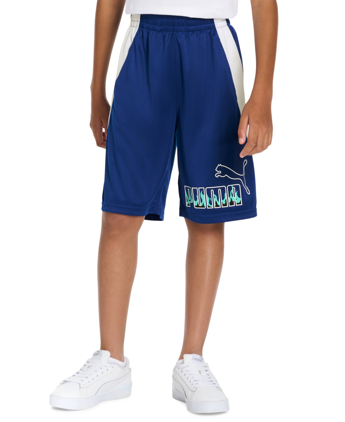 Puma Big Boys Logo Graphic Shorts In Vivid Blue