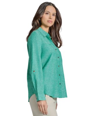 Женская рубашка Jones New York из льняной смеси с отложным воротником