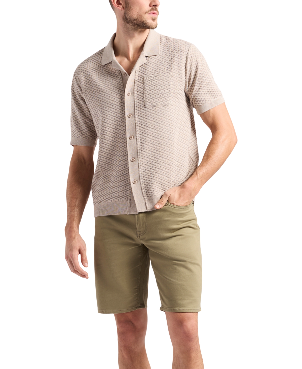 Buffalo David Bitton Men's Willow Relaxed Fit Short Sleeve Button-front Camp Shirt In Tuffet