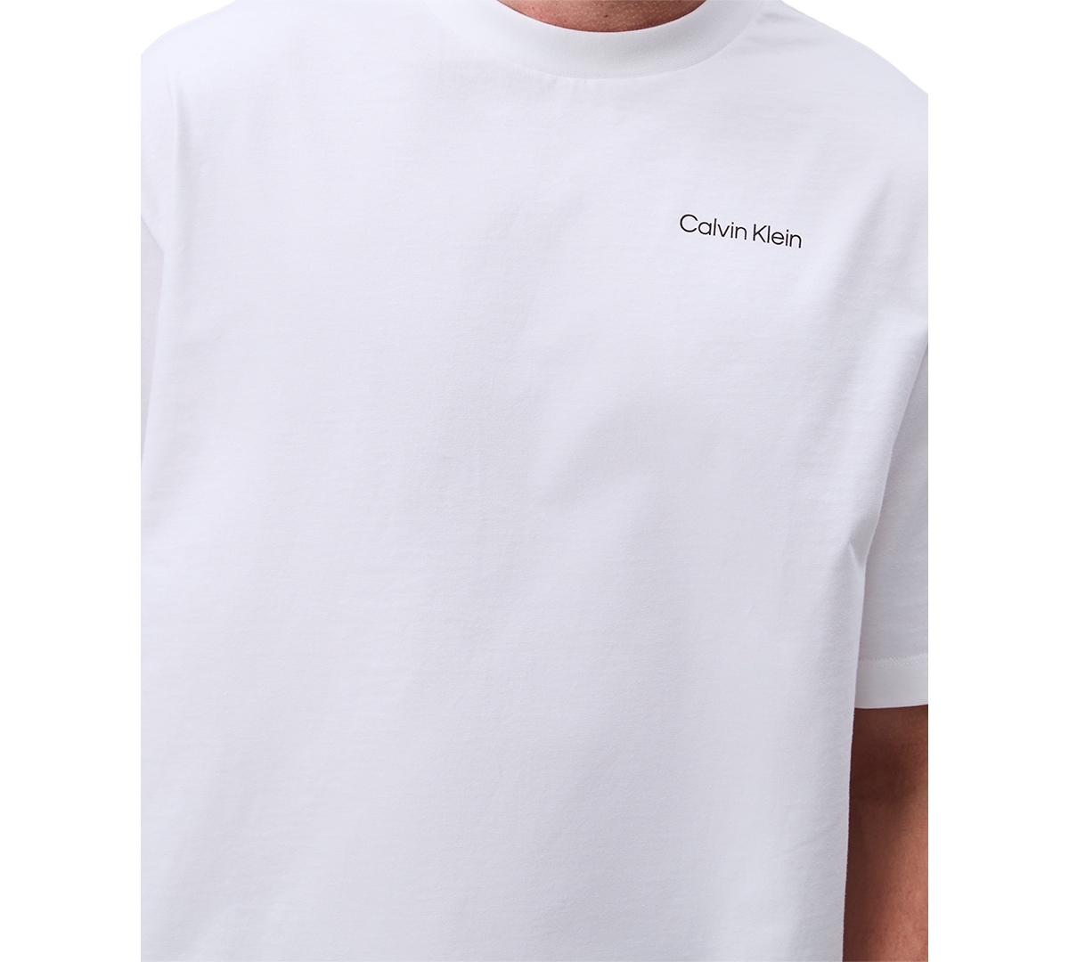 Calvin Klein Men's Relaxed Fit Short Sleeve Flower Applique Crewneck T-shirt In Brilliant White