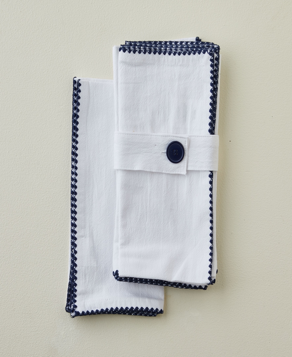 Tableau Embroidered Edge Napkins, Set Of 4 In Blue