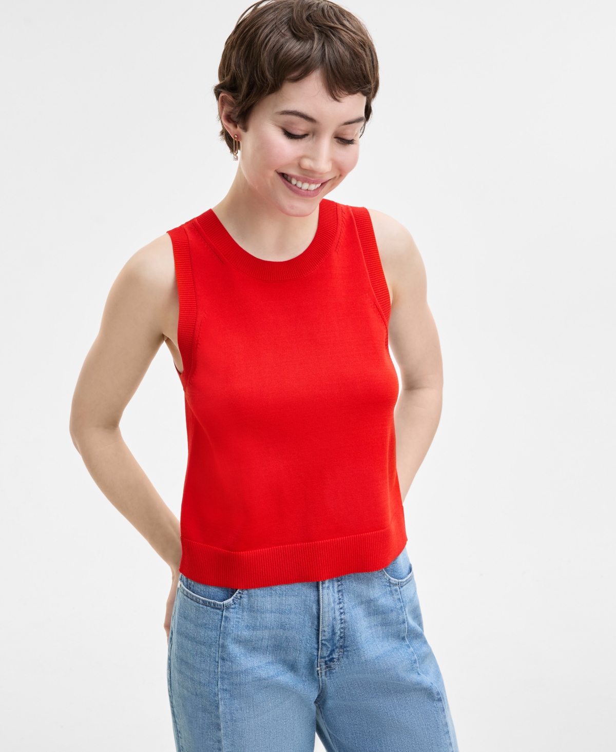 On 34th Women's Crewneck Sweater Tank, Exclusively At Macy's In Fiery Red