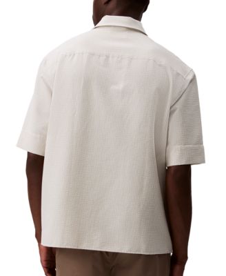 Мужская рубашка свободного кроя Calvin Klein в полоску с коротким рукавом и пуговицами спереди от Calvin Klein