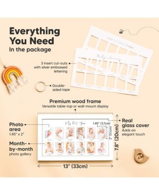 Nova Baby's First Year Photo Frame, 12 Months Newborn Baby Picture Frame, Monthly Birthday Milestone Collage