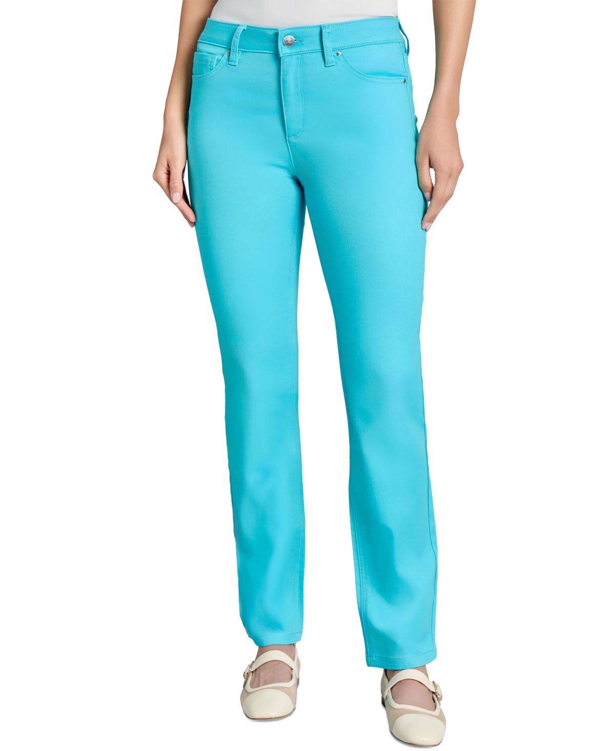 Women's Lexington Mid Rise Straight Leg Denim Jeans - Slater Wash