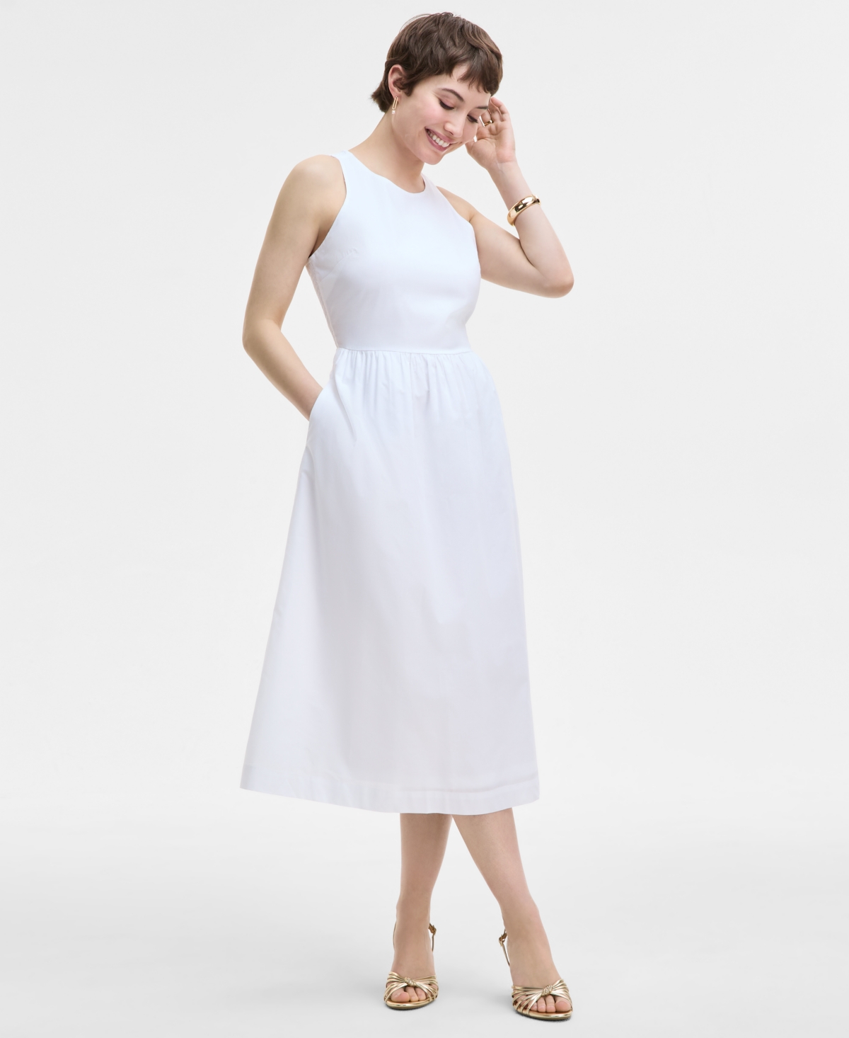 Women's Sleeveless Tank Midi Dress, Created for Macy's - Deep Black