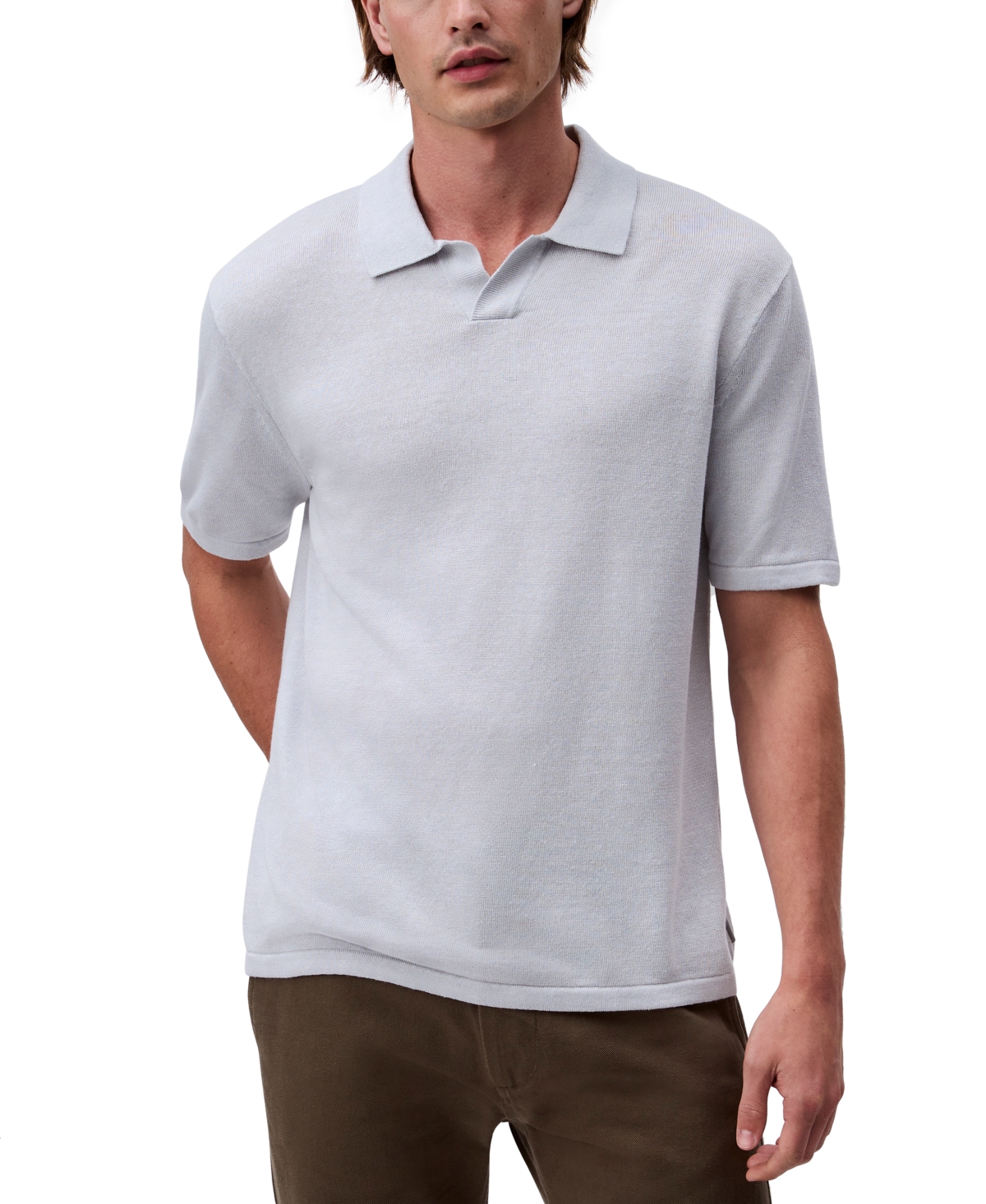 Shop Calvin Klein Men's Textured Pullover Open-collar Polo Shirt In Gray Dawn