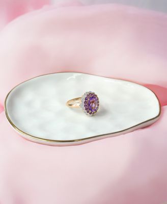 Rose de France (2-1/10 ct. t.w.), Amethyst (1/2 ct. t.w.) & Diamond (1/20 ct. t.w.) Statement Ring in 14k Gold 	