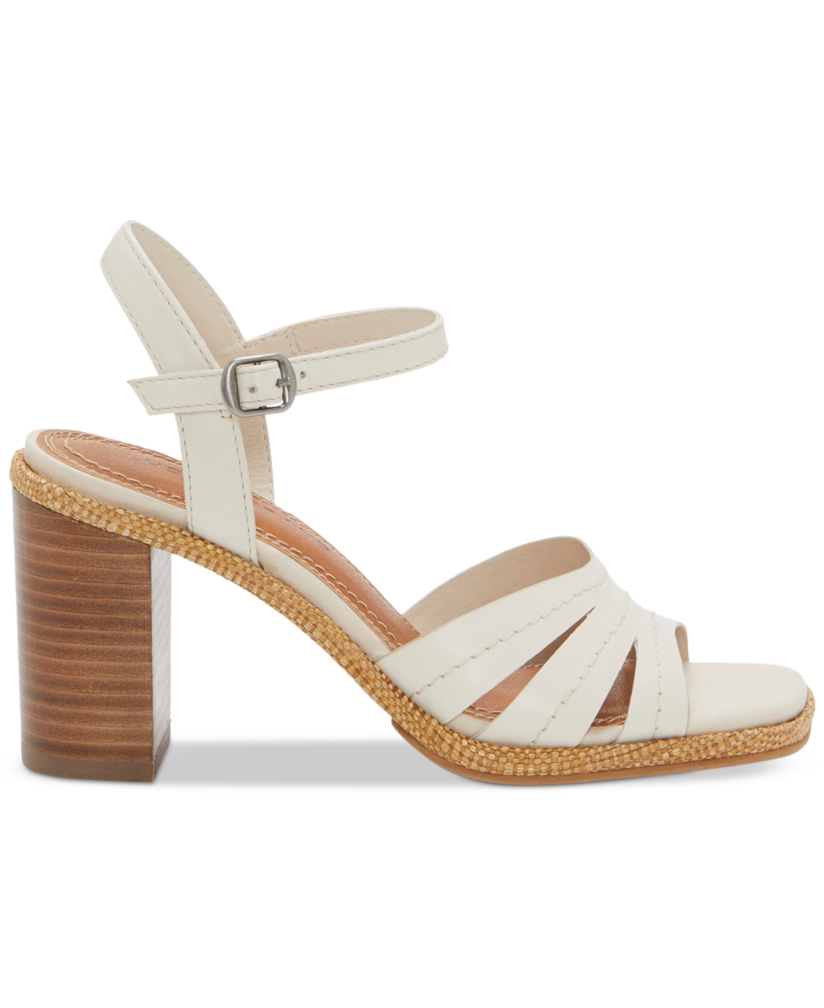 Shop Lucky Brand Women's Fanesa Strappy Block-heel Dress Sandals In Tusk Leather