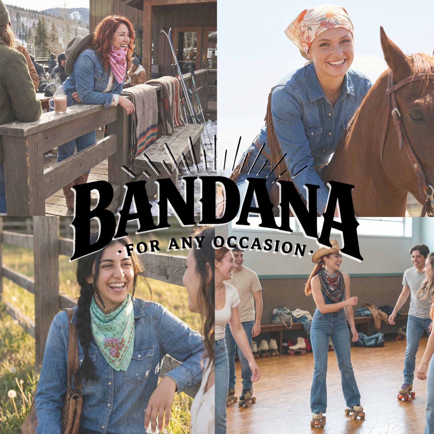 Lightweight Western Theme 22"x22" 6-Pack Bandana Set