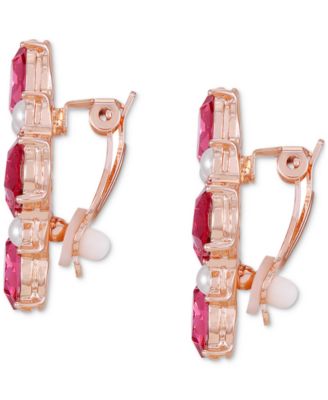 GUESS Rose Gold-Tone Crystal - Imitation Pearl Cluster Clip-On Drop Earrings 1890₽