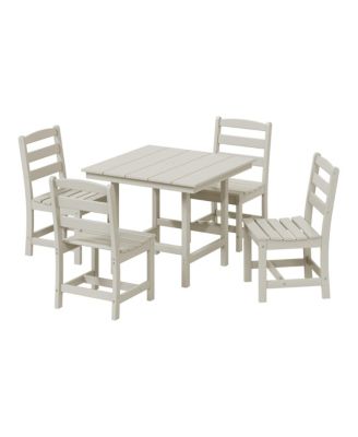 5-Piece HDPE Outdoor Square Patio Dining Table Set with Armless Side Chairs